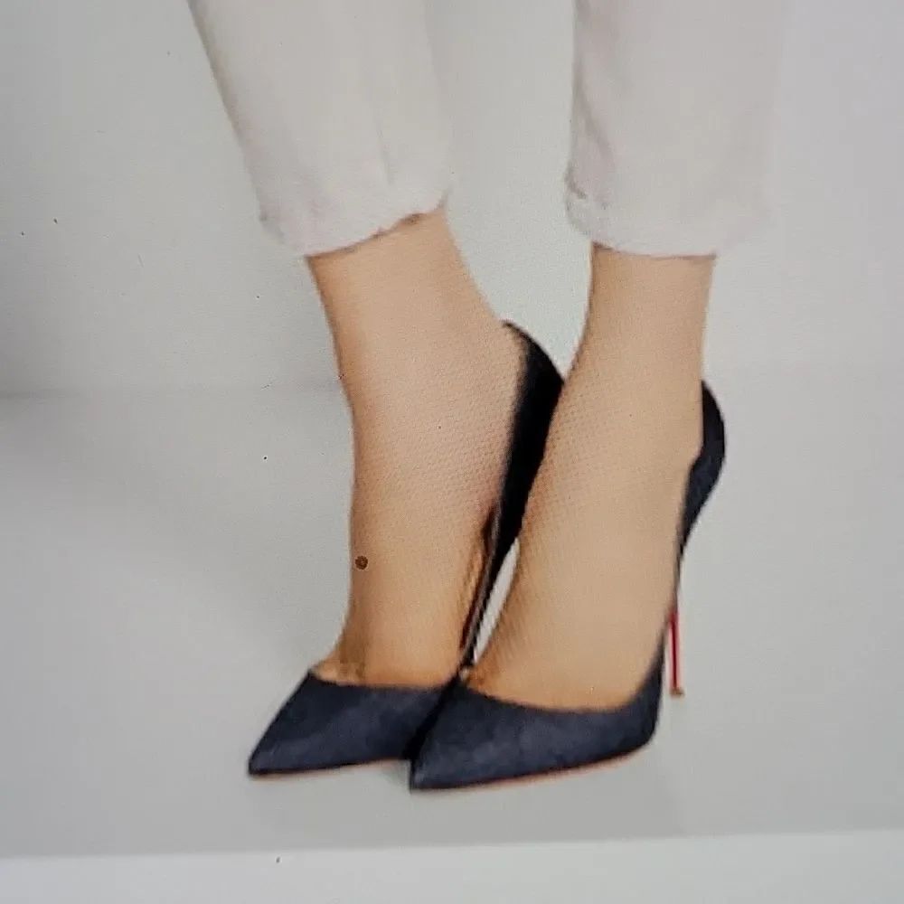 SIMPLE STYLE DENIM MATERIALS LOW HEEL STILETTOS SLIP ON WOMEN"S POINTED TOE SHOE